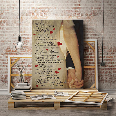 Alternative view of To My Beautiful Wife Couple Gallery Wrapped Framed Canvas Prints - Unframed Poster - Home Decor Wall Art