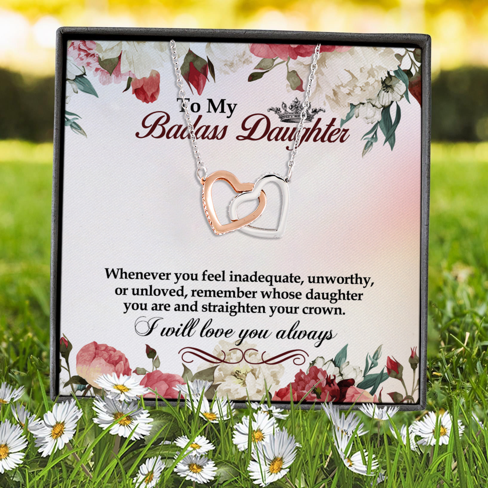 7P. Badass daughter(3) Interlocking Hearts Necklace 7