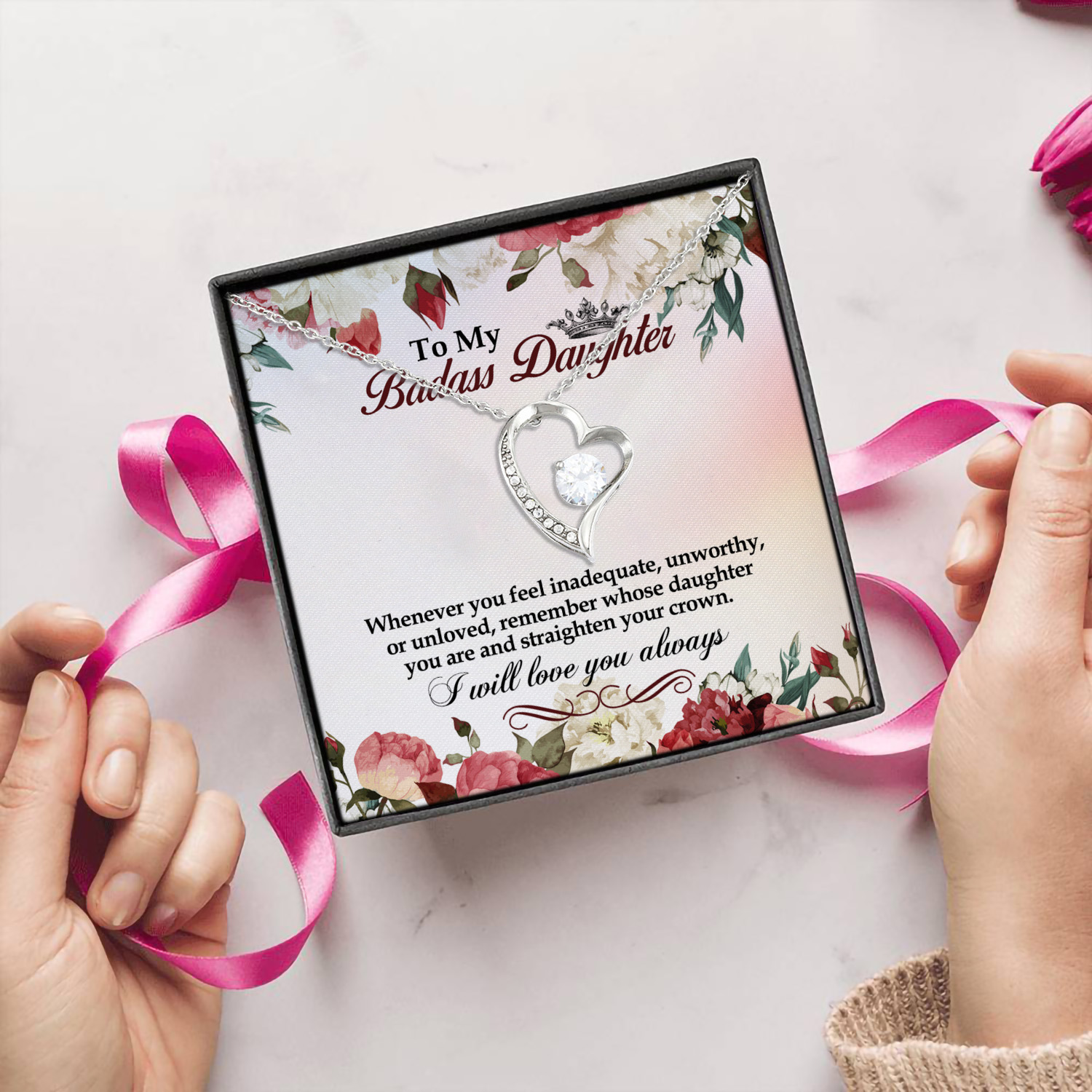 7P. Badass daughter(3) Forever Love Necklace (Silver) 5