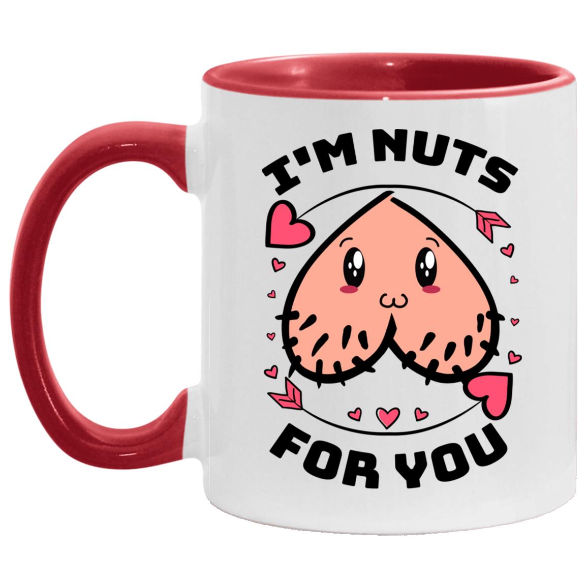 I'm Nuts For You Funny Valentine, White/Red, 11 oz. Accent Mug