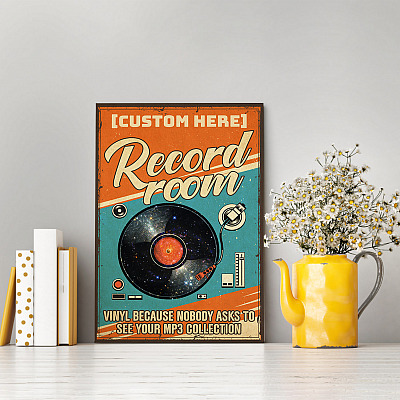 Alternative view of Personalized Record Room Vinyl Because Nobody Asks To See Your MP3 Collection Framed Canvas Prints - Unframed Poster
