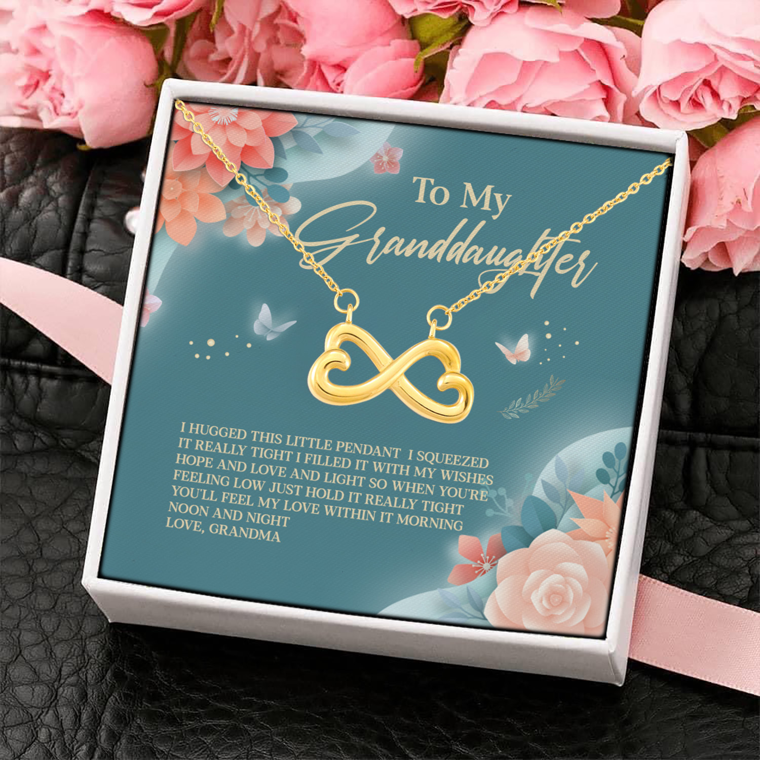6O. To My Granddaughter Necklace grandma Infinity Heart Necklace (Gold) 4