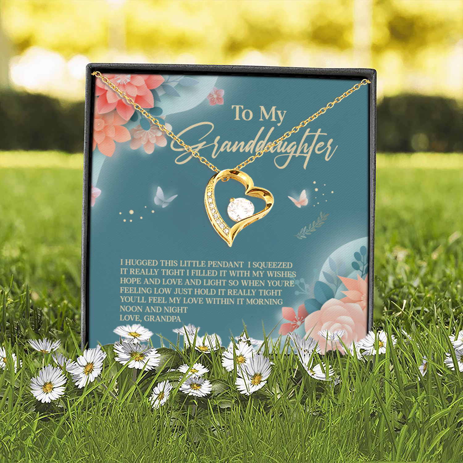 6O. To My Granddaughter Necklace grandpa Forever Love Necklace (Gold) 2