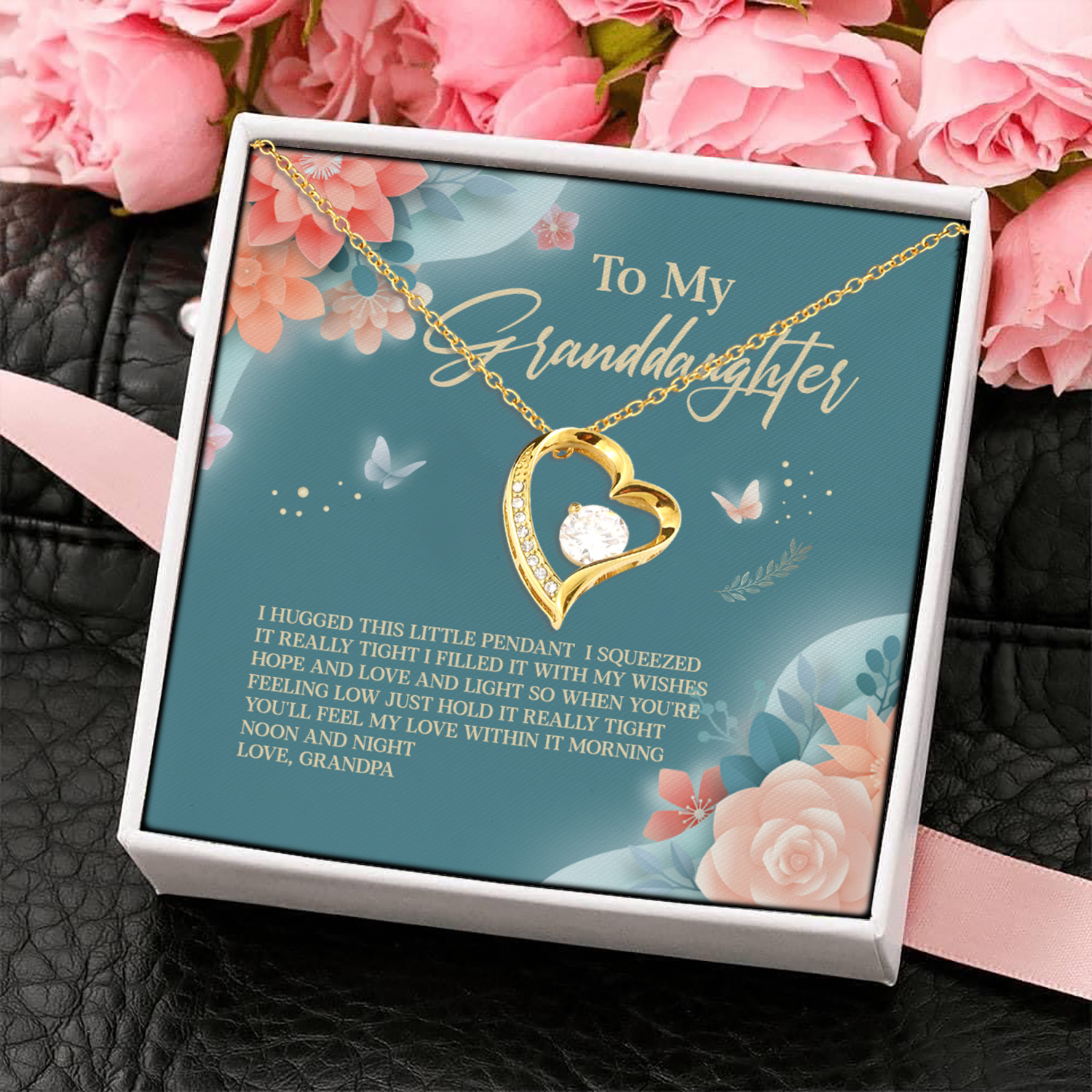 6O. To My Granddaughter Necklace grandpa Forever Love Necklace (Gold) 4