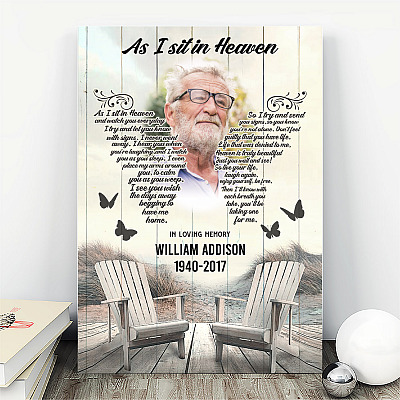 Alternative view of As I Sit In Heaven Memorial Personalized Photo Name Gallery Wrapped Framed Canvas Prints - Unframed Poster