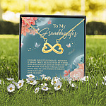 6O. To My Granddaughter Necklace grandpa Infinity Heart Necklace (Gold) 2