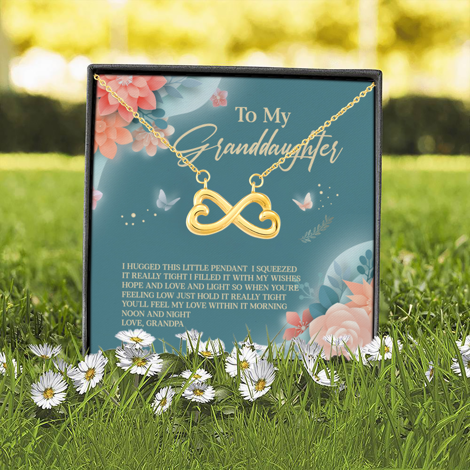 6O. To My Granddaughter Necklace grandpa Infinity Heart Necklace (Gold) 2