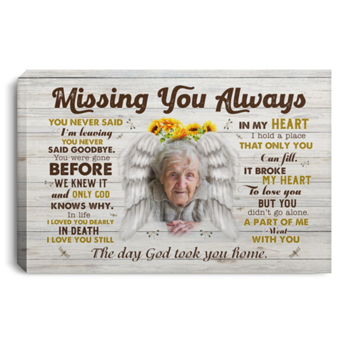 Missing You Always Memorial Personalized Photo Name Gallery Wrapped Framed Canvas Prints - Unframed Poster, White, 0.75'' Framed Canvas Missing You Always Memorial Personalized Photo Name Gallery Wrapped Framed Canvas Prints - Unframed Poster, White, 0.75'' Framed Canvas