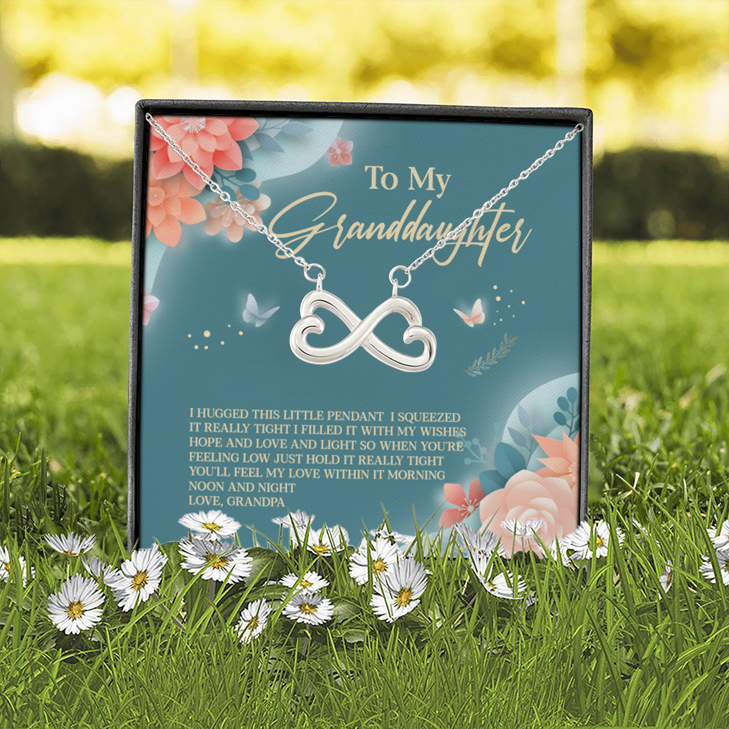 6O. To My Granddaughter Necklace grandpa Infinity Heart Necklace (Silver) 2