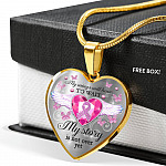 My Wings Will Have To Wait My Story Is Not Over Yet Breast Cancer Awareness Luxury Heart Pendant Necklace - Heart Luxury Necklace (Gold Plated)