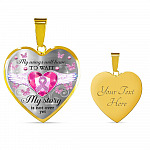 My Wings Will Have To Wait My Story Is Not Over Yet Breast Cancer Awareness Luxury Heart Pendant Necklace - Heart Luxury Necklace (Gold Plated)