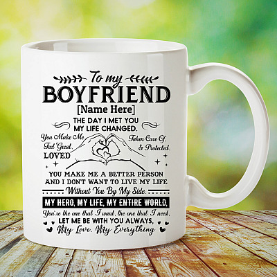 Alternative view of Personalized To My Boyfriend The Day I Met You My Life Changed Ceramic Coffee Mug - Beer Stein - Water Bottle