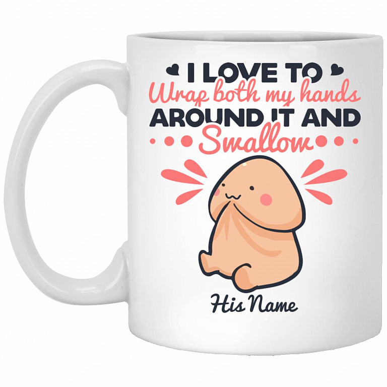 Personalized I Love to Wrap Bot Mug, White, 11 oz. White Mug
