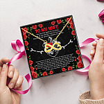 To My Wife You Are The Spark To My Plug Key To My Starter Mechanic Husband Infinity Heart Pendant Necklace