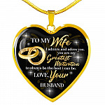 To My Wife I Admire And Adore You You Are My Greatest Motivation Love Your Husband Heart Pendant Necklace - Heart Luxury Necklace (Gold Plated)