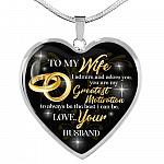 To My Wife I Admire And Adore You You Are My Greatest Motivation Love Your Husband Heart Pendant Necklace - Heart Luxury Necklace (Silver)