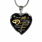 To My Wife I Admire And Adore You You Are My Greatest Motivation Love Your Husband Heart Pendant Necklace - Heart Luxury Necklace (Silver)