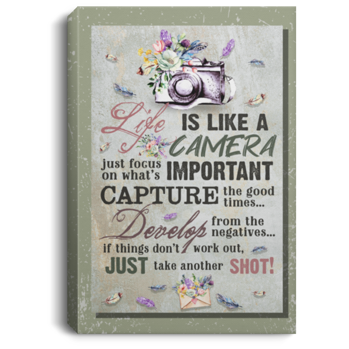 Life Is Like a Camera Just Focus on What's Important Vintage Gallery Wrapped Framed Canvas Prints - Unframed Poster, White, 0.75'' Framed Canvas Life Is Like a Camera Just Focus on What's Important Vintage Gallery Wrapped Framed Canvas Prints - Unframed Poster, White, 0.75'' Framed Canvas