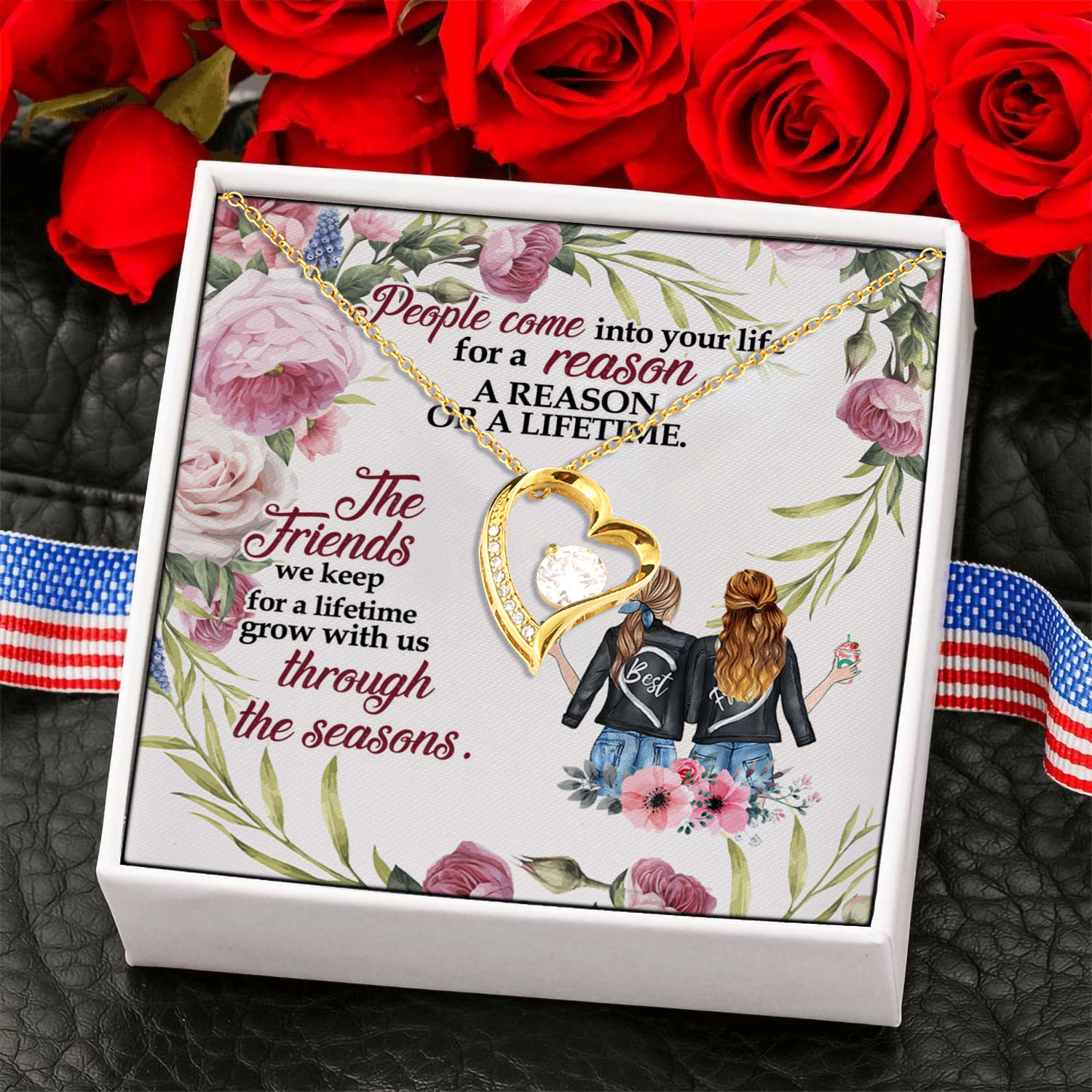 1NH_ Friendship Lifetime card Forever Love Necklace (Gold) 6