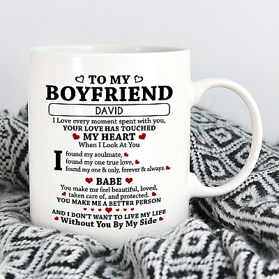 Personalized To My Boyfriend Love Moment Spent With You Ceramic Coffee Mug - Personalized Valentine Couple Gift