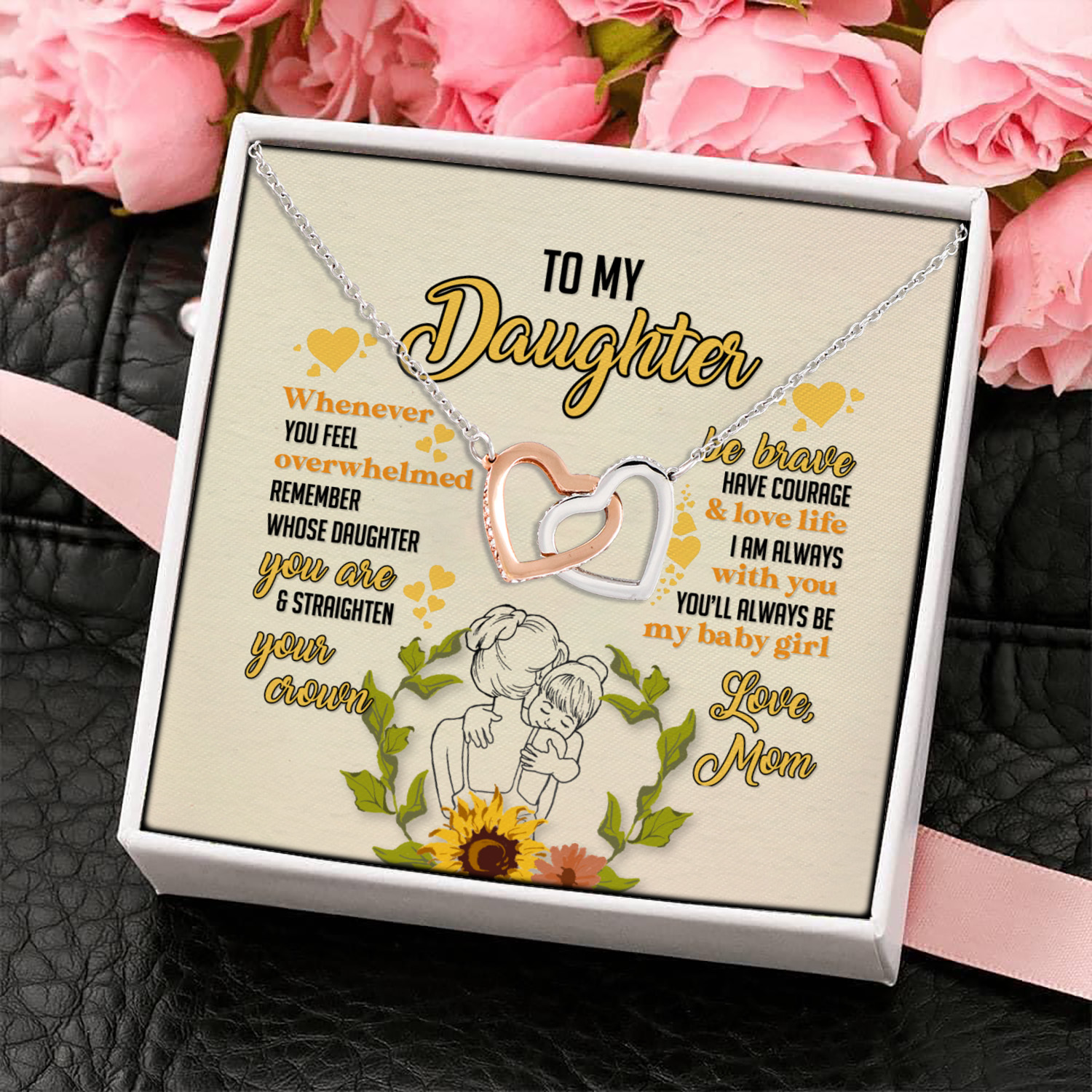 1UT. Sunflower Daughter Interlocking Hearts Necklace 4