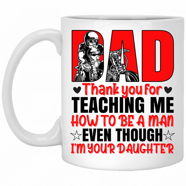 Motorcycle Dad Thank You, White, 11 oz. White Mug