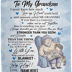 Personalized Grandson Blanket, White, Cozy Plush Fleece Blanket - 50x60