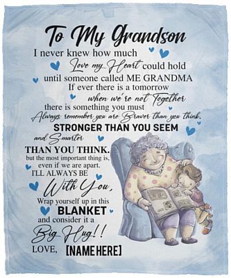 Personalized Grandson Blanket, White, Cozy Plush Fleece Blanket - 50x60