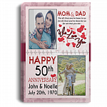 Custom Photo Happy Anniversary Mom and Dad Framed Canvas Prints - Unframed Poster - Home Decor Wall Art, White, 0.75'' Framed Canvas