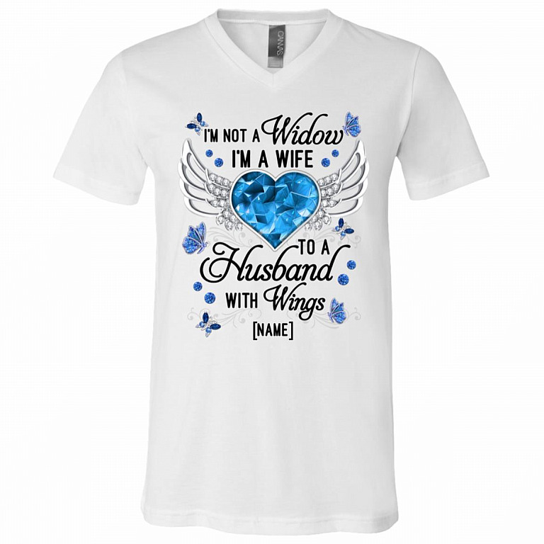 Personalized I'm Not A Widow, White, V-Neck T-Shirt