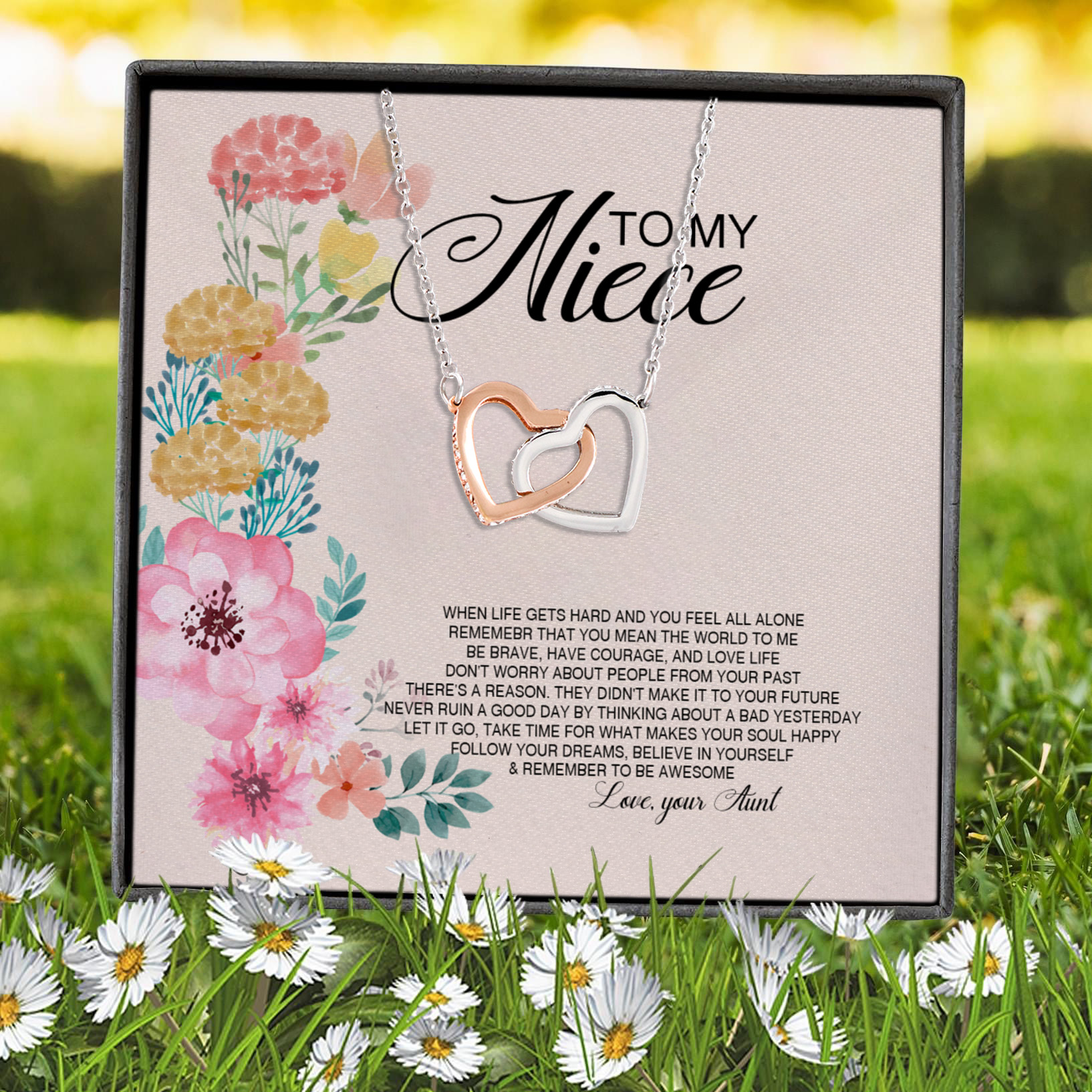 10VT. To My Niece When Life Gets Hard Interlocking Hearts Necklace 7