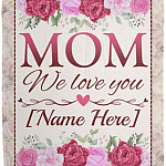 Personalized Floral Mom, White, Cozy Plush Fleece Blanket - 50x60
