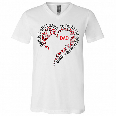 Daddy's Girl I Used To Be His Angel T-Shirt, White, V-Neck T-Shirt