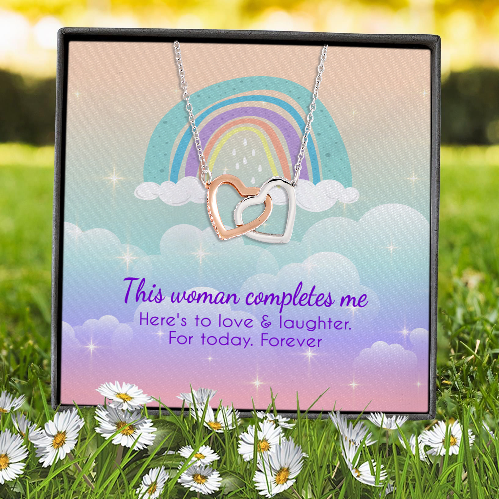 7P. Woman complete me(4) Interlocking Hearts Necklace 7