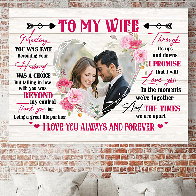 Alternative view of Personalized Custom Photo To My Wife Meeting You Was Fate From Husband Anniversary Framed Canvas Prints - Unframed Poster