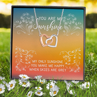 To My Wife You Are My Sunshine You Make Me Happy When Skies Are Grey Husband Gift Interlocking Hearts Pendant Necklace