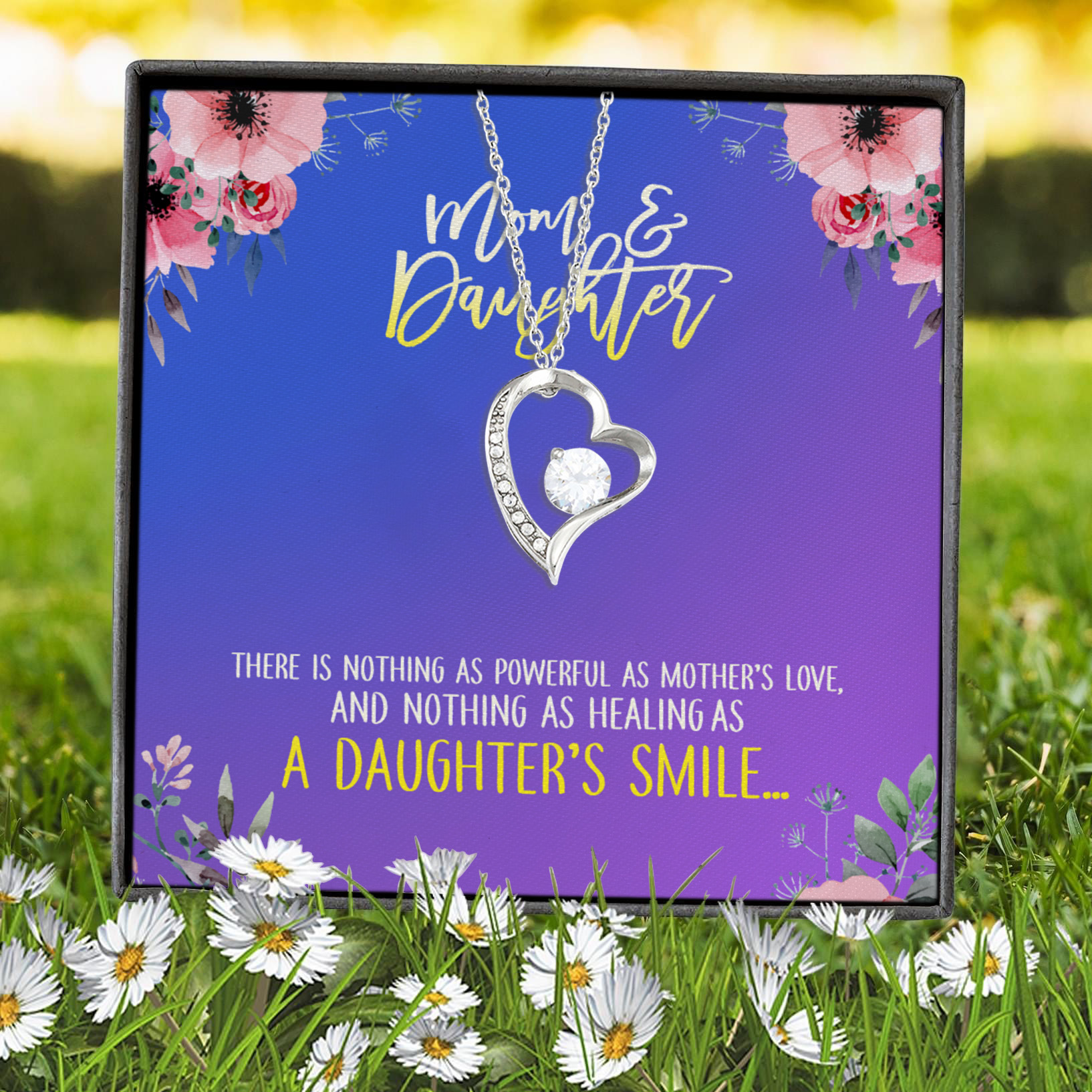 6P. Daughter mom powerful(3) Forever Love Necklace (Silver) 7