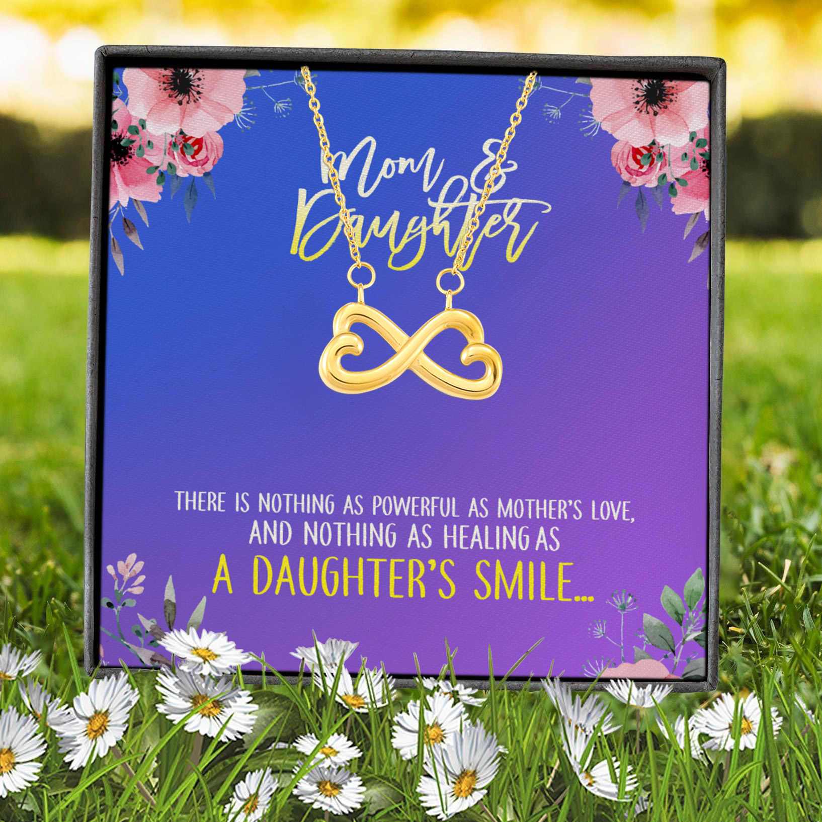 6P. Daughter mom powerful(3) Infinity Heart Necklace (Gold) 7