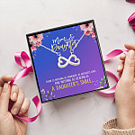 6P. Daughter mom powerful(3) Infinity Heart Necklace (Silver) 5