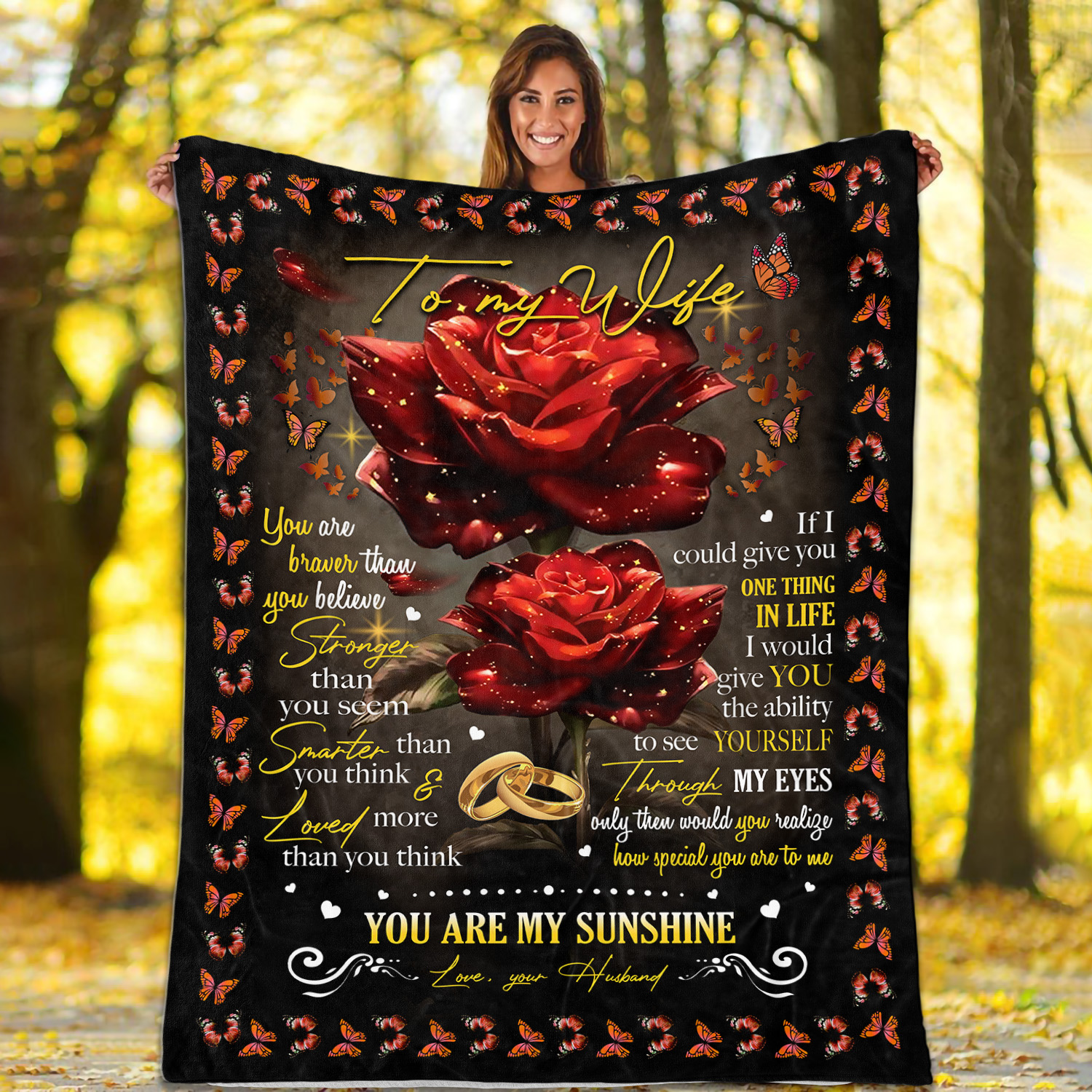 8VT. UU TIEN To My Wife You Are Braver Rose blanket mockup