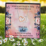 3HP. Happy Birthday Social Distance Message Card (3) Interlocking Hearts Necklace 7