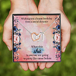 3HP. Happy Birthday Social Distance Message Card (3) Interlocking Hearts Necklace