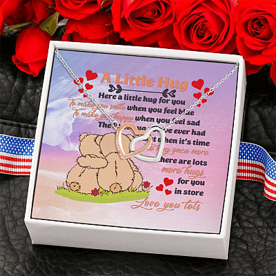 A Little Hug for You Love You Lots Valentines Day Gift for Girlfriend Interlocking Heart Pendant Necklace