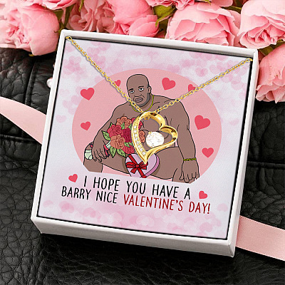 Barry Valentine Wood Sitting Nice Valentine's Day Funny Gift Ideas Forever Love Pendant Necklace