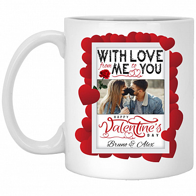 Personalized Photo With Love From Me, White, 11 oz. White Mug