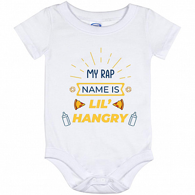 My Rap Name Is Lil Hangry Baby Onesie, White, Baby Onesie - 12 Month