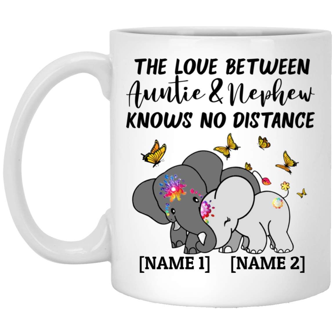 Personalized Auntie Nephew Ceramic Coffee Mug - Love Between Auntie Nephew Knows No Distance Water Bottle, White, 11 oz. White Mug Personalized Auntie Nephew Ceramic Coffee Mug - Love Between Auntie Nephew Knows No Distance Water Bottle, White, 11 oz. White Mug
