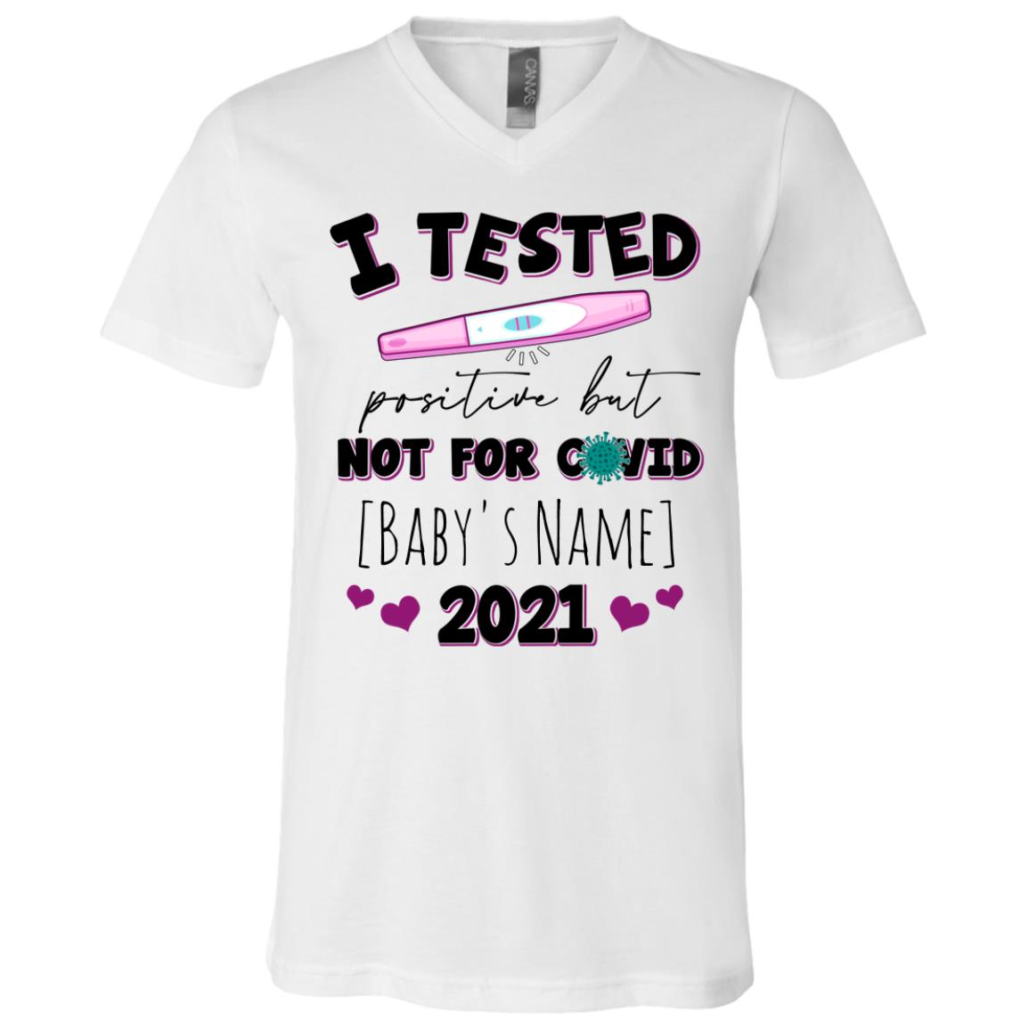 Personalized I Tested Positive, White, V-Neck T-Shirt