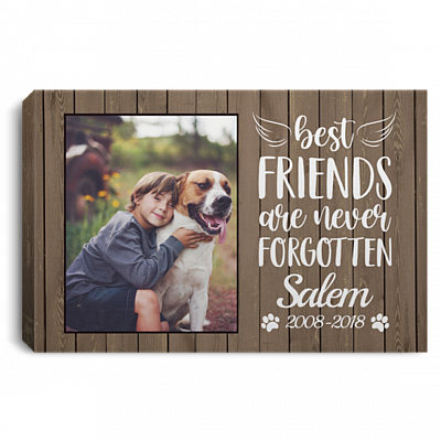 Custom Photo Pet Memorial Framed Canvas - Best Friends Are Never Forgotten Unframed Poster, White, 0.75'' Framed Canvas