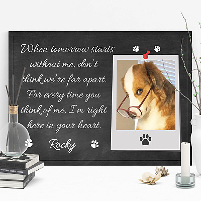 Alternative view of Custom Photo Pet Memorial Framed Canvas - Tomorrow Starts Without Me Don't Think We Far Apart Unframed Poster
